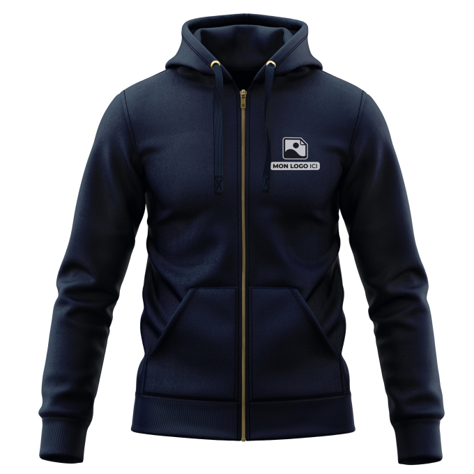 Sweat-Shirt à Capuche Zippé (Veste Gamme DELUXE) (Veste) de qualité supérieure - Marquez votre Sweat-Shirt à Capuche Zippé (Veste Gamme DELUXE) avec votre Logo d'Entreprise (matériau de personnalisation haut de gamme, imprimé en France)